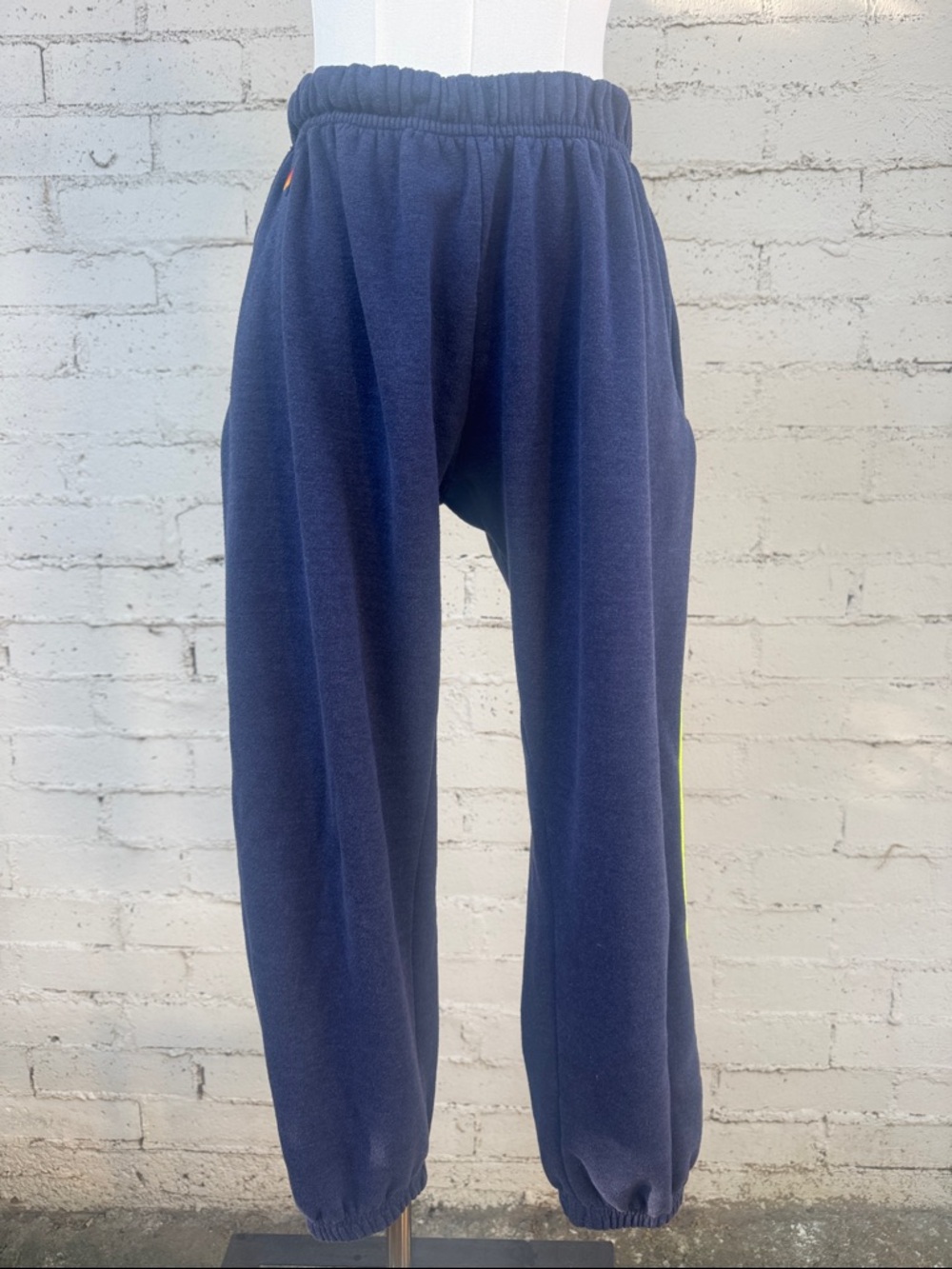 Aviator Nation 5 Stripe Sweatpants Heather Navy Neon Rainbow Size S - Picture 5 of 14